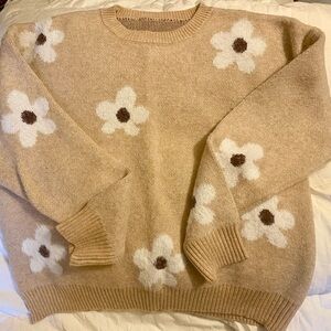 Floral Tan Sweater